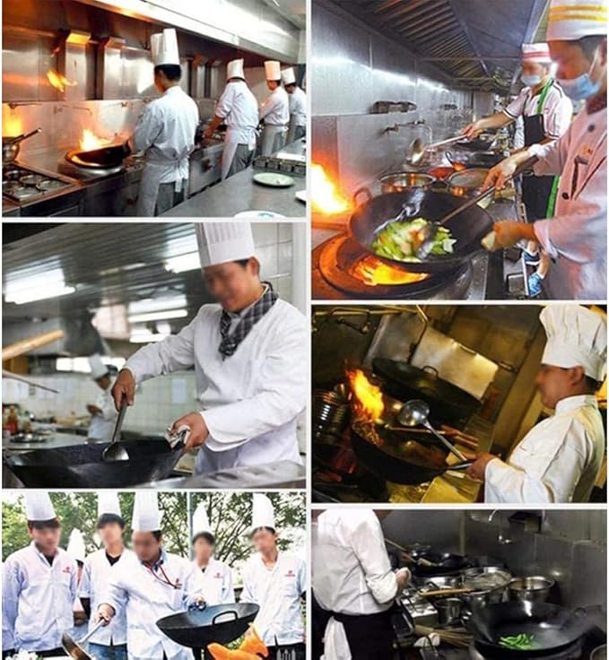 Commercial Two-Handle Wok, Non-Stick Wok Iron Gas Stove Safety Wok Stainless Steel Gas Stove Cookware,36cm