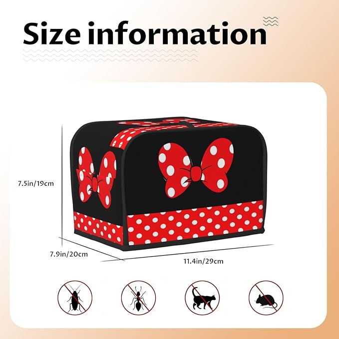 Red Polka Dot Bow Toaster Cover 2 Slice, Cute Country Bread Machine Cover, Washable Toaster Kitchen Small Appliance Cover Stain Resistant,with Top Handle