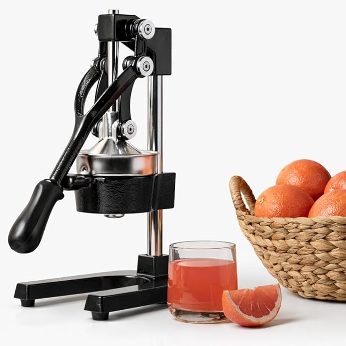 Cast Iron Juicer - Easy-to-Clean Heavy-Duty Manual Juicer, Professional Citrus Juicer Stainless Steel Lemon Squeezer - Manual Citrus Press & Orange Squeezer - Orange Juicer (Black)