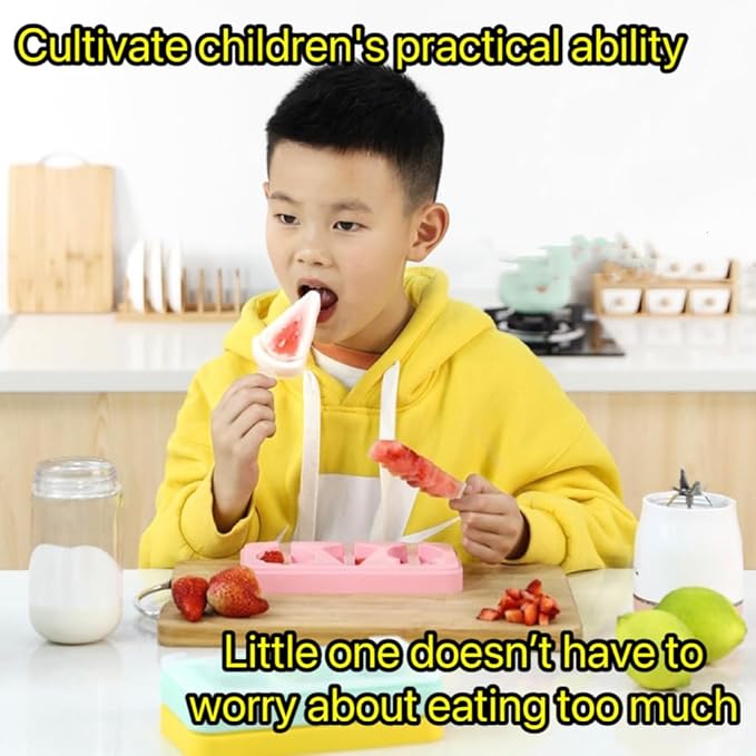4 PCS Cute Silicone Ice Cube Mold Set For Toddlers and Kids, BPA-Free Food Grade Ice Tray, Homemade Frozen Popsicle Maker Mold (4 PCS(fruit*1+dinosaur*1+airplane*1+car*1))