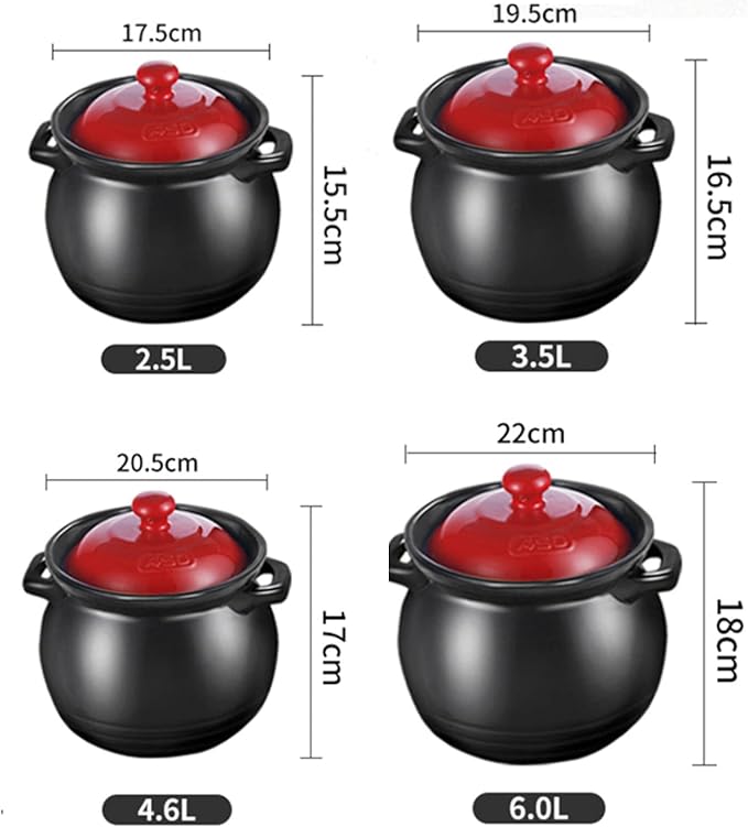 Clay Pots for Cooking Chinese Soup Pot Ceramic Pot Cooking Chinese Terrines, Stovetop soup tureen Make Delicious for The Family,black-2.5L