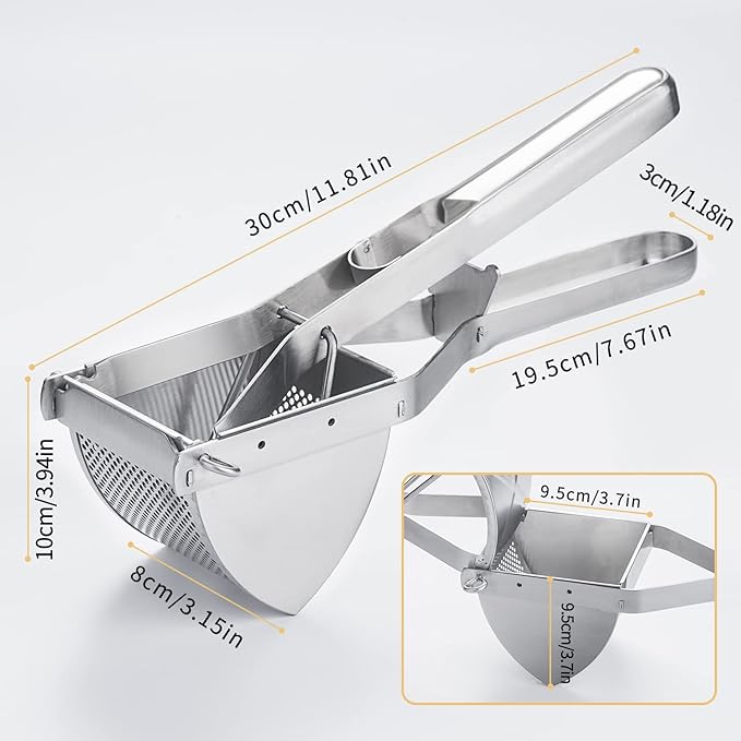 Potato Ricer Good Grip, Potato Masher Stainless Steel Professional Masher Kitchen Tool Fruit Press Baby Food Masher