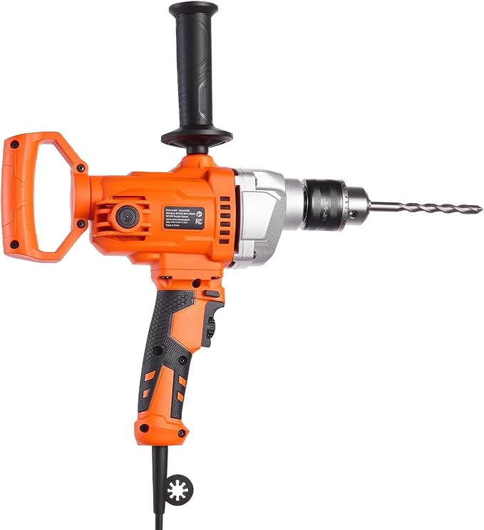 VEVOR Drill Mixer, 5/8 inch Corded Electric Drill Mixer Set, 0-850RPM 5.8A Mixing Drills, Mixing Drills Machine with D-Handle for Drilling & Blending, Handheld Cement Mixers for Fodder, Paint, Cement