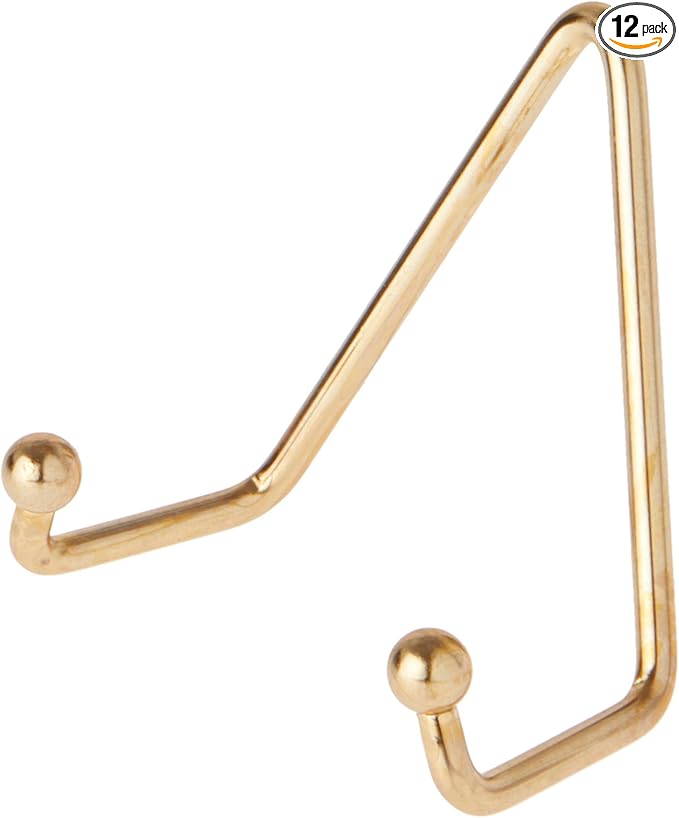 Bard's Shiny Gold-Toned Wall Mountable Plate Hanger, 3.5" H x 3.25" W x 1.75" D (for Plates 3.5" - 5"), Pack of 12