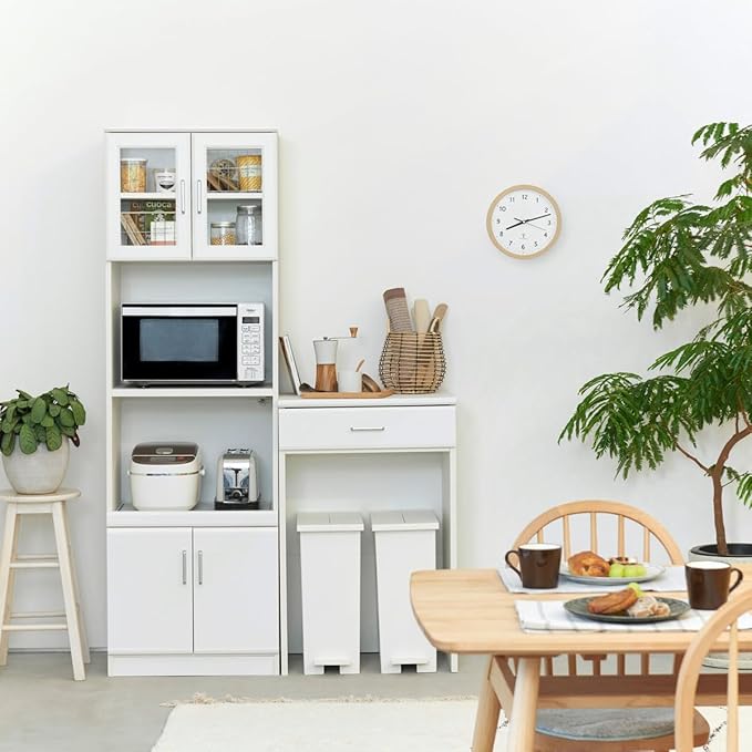 Shirai BRM-9060H WH Bearmo Trash Can Top Rack, Cooktop, White, Width 23.2 inches (58.6 cm), Height 35.6 inches (90.9 cm), Depth 16.5 inches (41.8 cm)