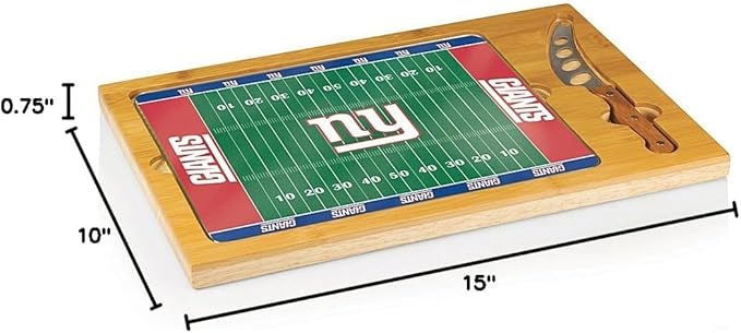 PICNIC TIME NFL Football Field Icon Glass Top Cutting Board & Knife Set, (Parawood & Bamboo)