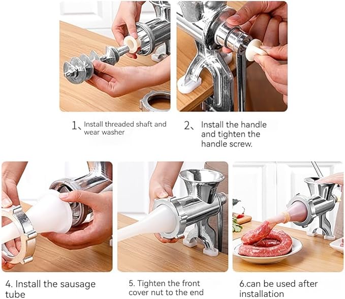 Meat Grinder Manual Mincer - Meat Grinders For Home Use Sausage Maker & Burger Patty Stuffer with Table Clamp, Hand Operated Kitchen Tool for Homemade Pork, Beef, and Sausage - Easy to Clean