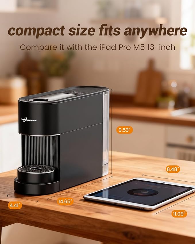 Espresso Machine Coffee Makers, Compatible with Nespresso Original Pods, One-Touch with Illuminated Brew Zone, 20 Bar Pump, 33.8oz Removable Tank, Compact Design, CM-C07-A