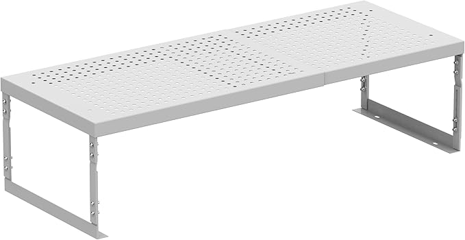 Stackable Expandable Metal Shelf Organizer - Adjustable Wire Storage Rack with Holes for Kitchen, Bathroom, Cabinet, Office - Space Saving, Durable & Sturdy Design(1PACK/Large/White
