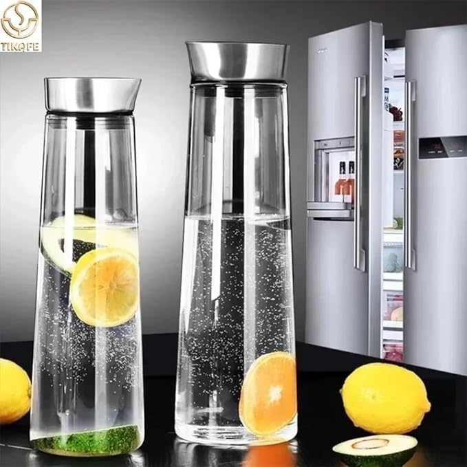 Pitcher Glass Water Pitcher with Lid Glass Pitcher for Refrigerator for Drinking Hot/Cold Water Iced Tea, Coffee, Juice and Homemade Drinks 1L/1.5L Water Pitcher(1500ML)
