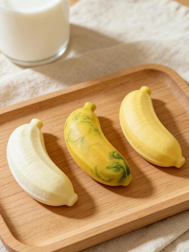 12 Cavity Silicone Banana Molds - Bananas Fruit Shaped Fondant Mold for Chocolate, Candy, Ice Cream, Mousse Cake, Soap, Resin, Lotion Bar, Ice Cube (Banana)