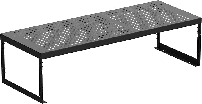 Stackable Expandable Metal Shelf Organizer - Adjustable Wire Storage Rack with Holes for Kitchen, Bathroom, Cabinet, Office - Space Saving, Durable & Sturdy Design(1PACK/Large/Black
