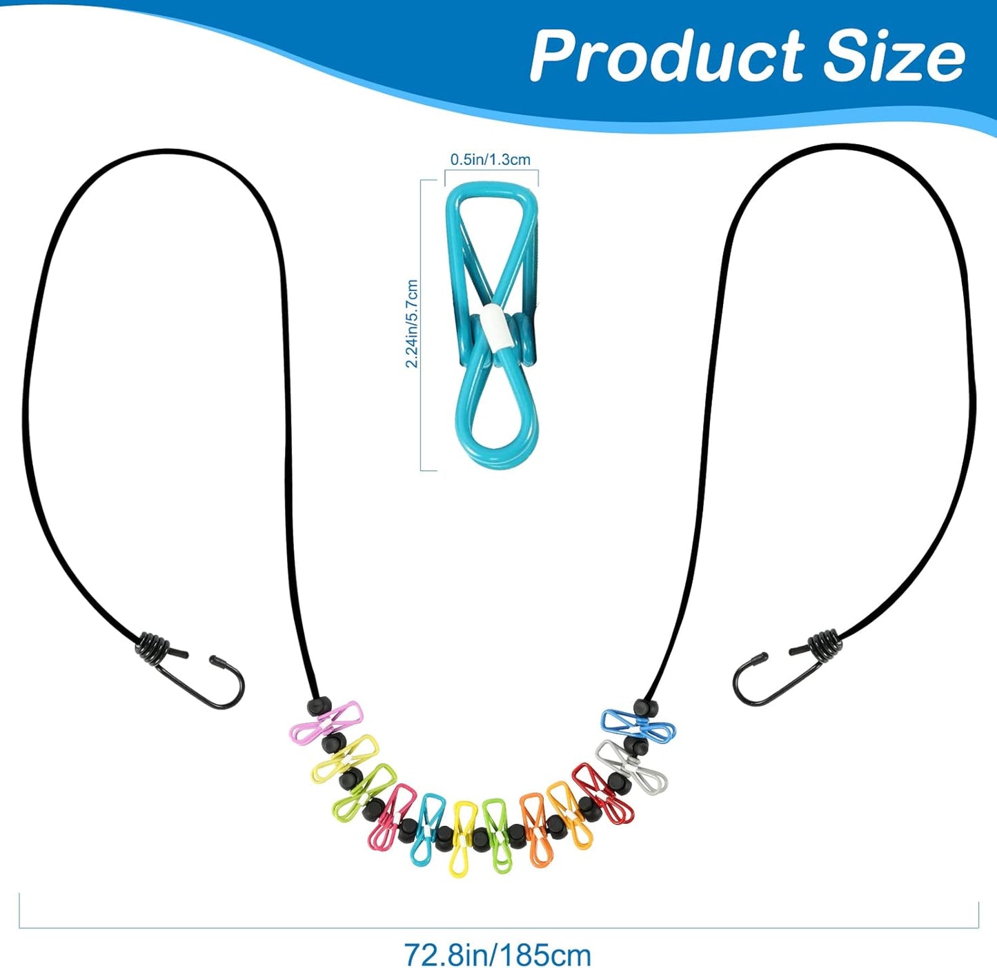 Retractable Portable Clothesline for Travel,Clothing line with 12 Clothes Clips, for Indoor Laundry Drying line,Outdoor Camping Accessories