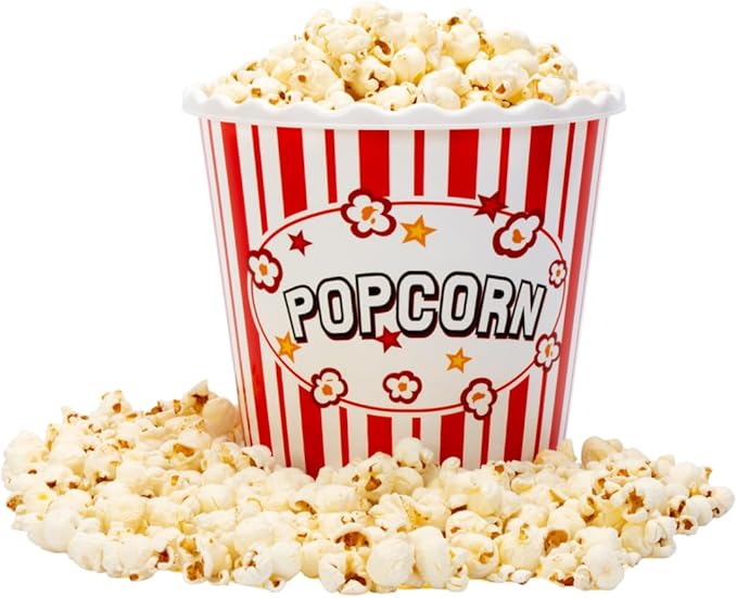 Modern Style Reusable Plastic Popcorn Box/Popcorn Containers/Popcorn Bowls Set for Movie Theater Night - (BPA Free - 6 Pack-75 oz) (6, MIX)