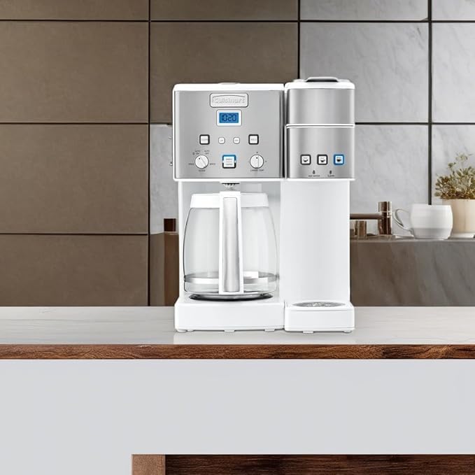 Cuisinart SS-15W Maker Coffee Center 12-Cup Coffeemaker and Single-Serve Brewer, White Stainless Steel