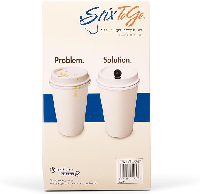 StixToGo Black Circle Beverage Plug for Disposable Lids, Package of 400