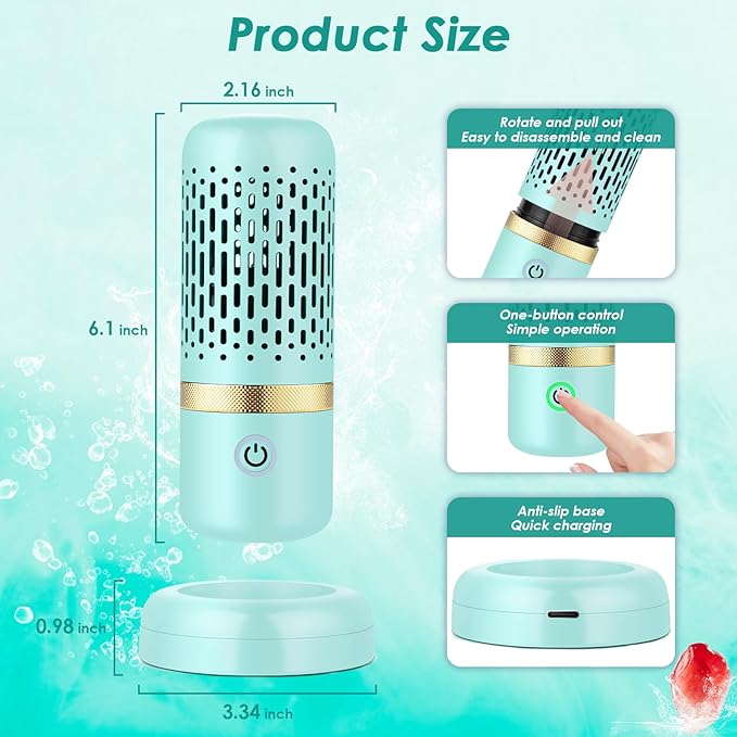 Cudinham Fruit and Vegetable Purifier Cleaner Washing Machine Upgraded Capsule Shape Disinfection OH-ion Purification Technology for Cleaning Veggie Grains Rice Meat Seafood, Blue Turquoise