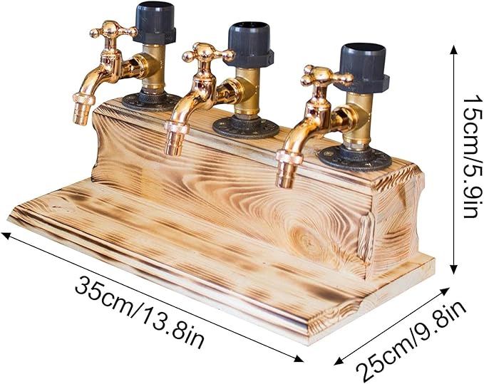 Wood Faucet Whisky Liquor Dispenser for Home Bar Farmhouse Decor | Rustic Wine Alcohol Decanter Gifts for Men, Christmas Fathers Day Birthday Gifts for Father Grandfather Husband (3 Faucet Style)