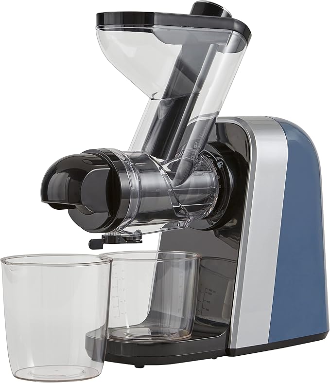 Omega Cold Press Juicer Machine, Vegetable and Fruit Juice Extractor, BPA Free, Slow Masticating High Juice Yield with Wide Mouth Chute, 200-Watt, Blue