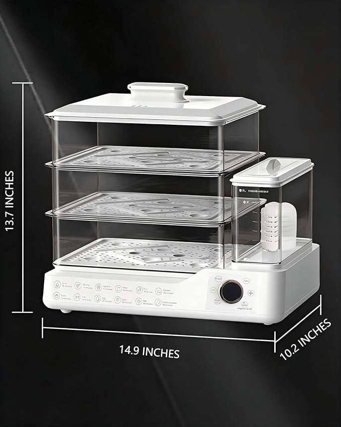 24L Electric Steamer, Three-Layer Food Steamer, Stainless Steel Steamer With Detachable Water Tank, 800w Large Capacity Breakfast Machine With Timer, Suitable For Families And Gatherings