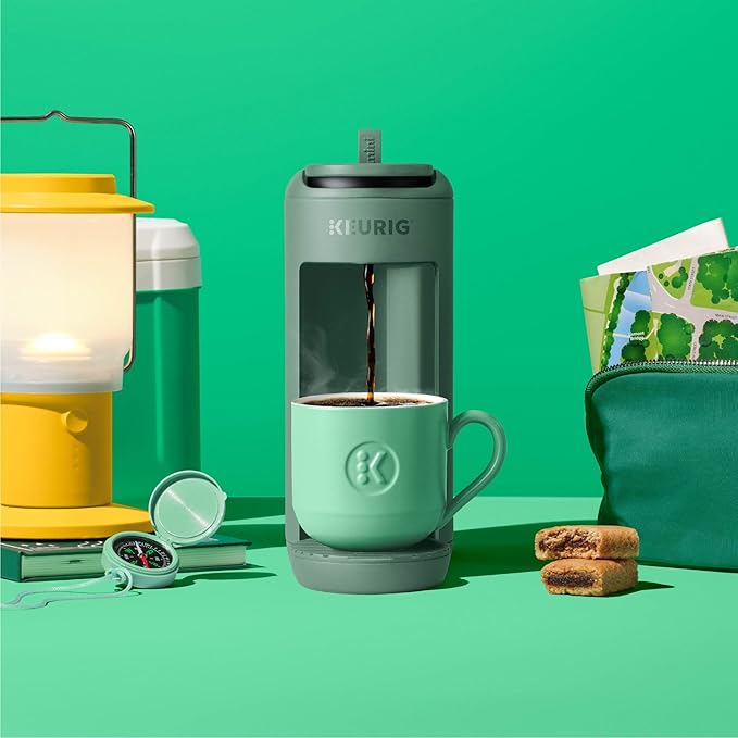 Keurig K-Mini Mate Single Serve K-Cup Pod Coffee Maker, Brews Up to 12 oz Cup, Compact Portable Coffee Machine for Small Spaces, Great for Dorms & Offices, Glamping Green