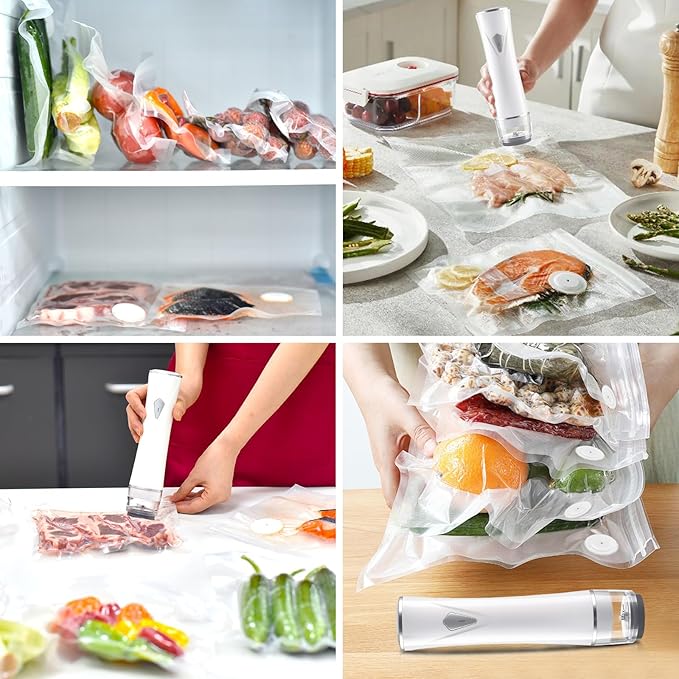 Vacuum Sealer for Food, with 30 Reusable Vacuum Bags, Handheld Vacuum Sealer with Auto-Stop、Detachable Filter and Visible Water Tank, Seal Meal Saver