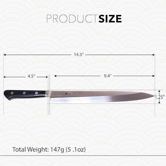 Kagayaki Japanese Chef’s Knife, KG-18 Professional Yanagiba 240mm(Sashimi, Sushi Knife), VG-1 High Carbon Japanese Stainless Steel Pro Kitchen Knife with Ergonomic Pakka Wood Handle