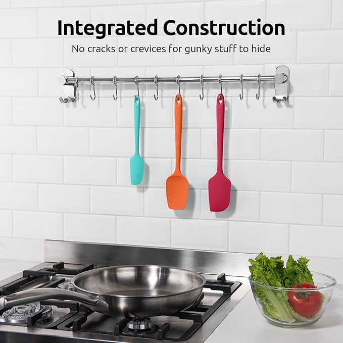 U-Taste Silicone Baking Spatula Set: 600ºF High Heat Resistant, Food Grade Flexible Rubber Kitchen Cooking Mixing Scraper, Food Grade Seamless Utensil for Nonstick Cookware Set of 3 (Colorful)