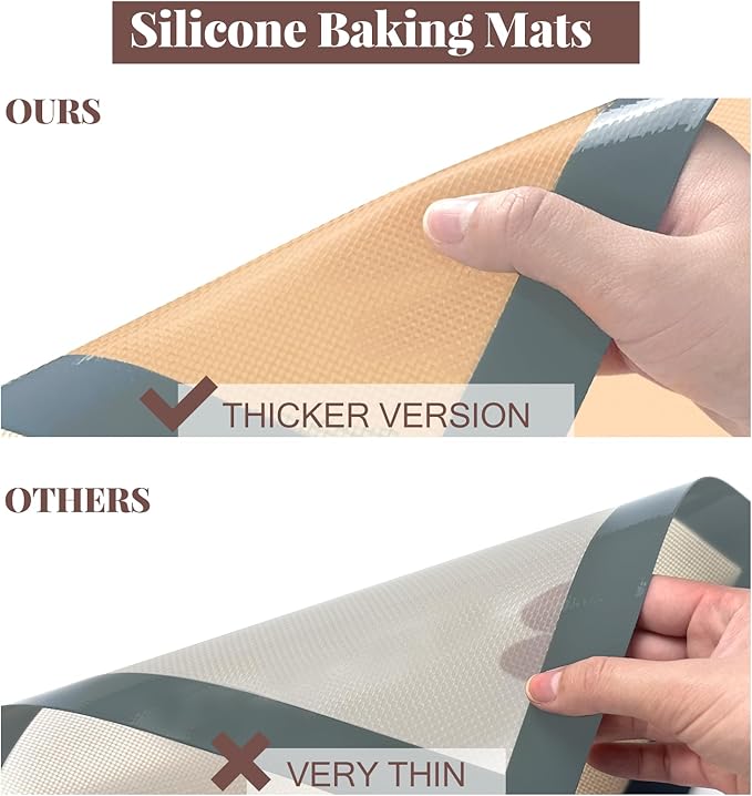 Silicone Baking Mat, 3 Pack Reusable Baking Sheet, Non-Stick & Food Safe Silicone Mats for Baking for Making Cookies Macaroons Bread, Baking Supplies & Accessories