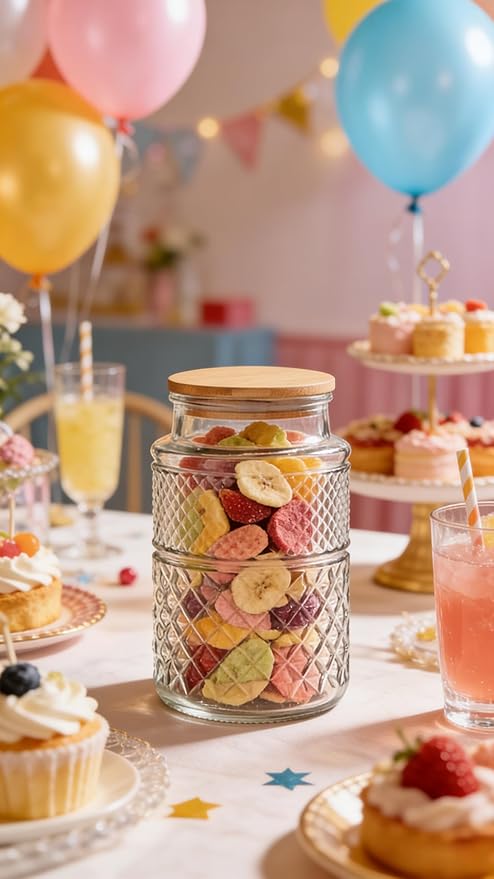 Large Glass Storage Jar, 60 FL OZ Glass Food Storage Containers with Bamboo Lid, Kitchen Containers Cereal Canisters Decorative Jar for Candy Snack Cookies Coffee Tea Nuts Airtight Jars