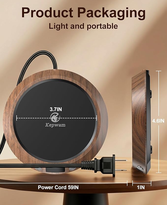 Kepwam Coffee Mug Warmer - 50W Electric Coffee Warmer for Desk 3 Temp Settings & 2-9 Timer Smart Cup Warmer for Desk Candle Warmer Plate with LED Lights Beverage Tea Milk Warmer for Home & Office