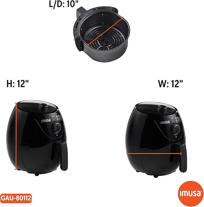 IMUSA 3.3qt Electric Air Fryer, Black