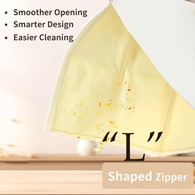 WiNDANCE Wide Zipper Access Beeswax Bread Bags for Homemade Bread - 2 Packs XL Reusable Organic Beeswax Linen Cotton Sourdough Bag, Homesteading Essentials Sourdough Bags with Zip to Keep Fresh
