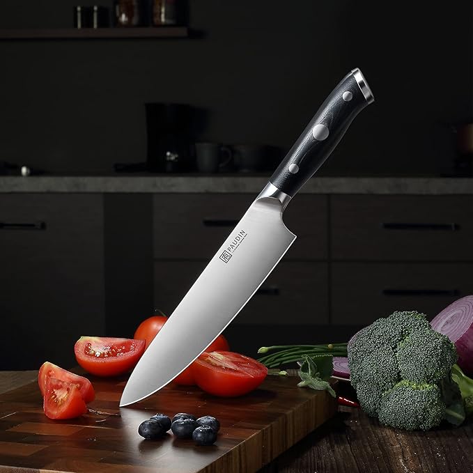 PAUDIN Chef Knife 8 Inch, Professional Kitchen Knife, 7Cr17MoV German Stainless Steel Forged Chefs Knives with Ergonomic G10 Handle, Classic Chef's Knives Meat Knife with Gift Box