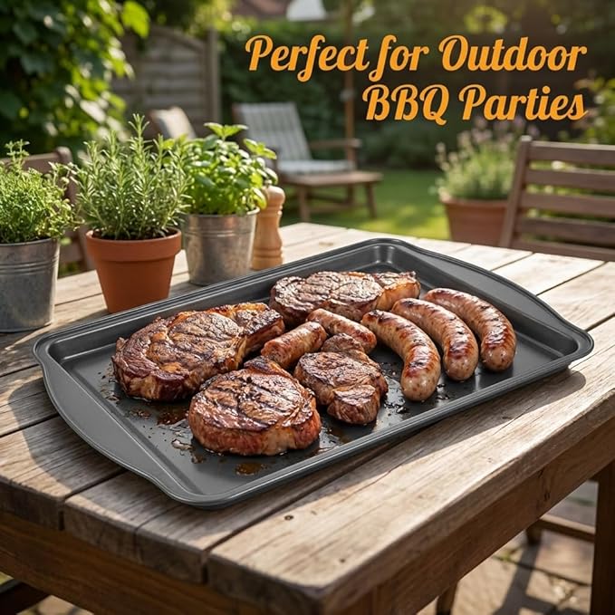 Baking Pan Set of 3 - Carbon Steel Baking Sheets Set, 13/15/17 Inch, Nonstick Cookie Sheets for Baking, Rust & Warp Resistant & Stackable, Nontoxic & Heavy Duty & Easy Clean