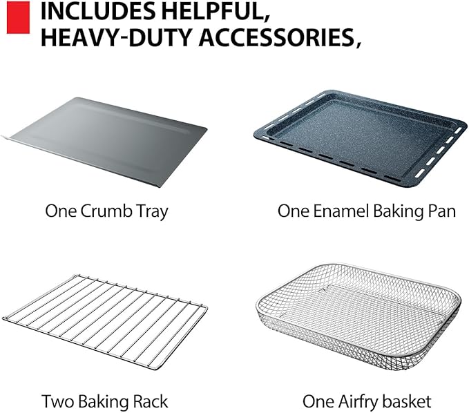 TOSHIBA ChefFry Air Fryer Toaster Oven Combo, 12-in-1 Convection Countertop Oven, 34QT / 32L Large Capacity, 1750W, Master Pizza Modes Design with Exclusive Dual-Temp Tech
