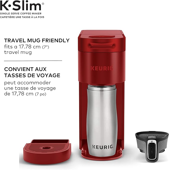 Keurig K-Slim Single Serve K-Cup Pod Coffee Maker, Featuring Simple Push Button Controls And MultiStream Technology, Scarlet Red