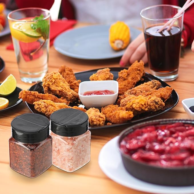 Mimorou 30 Pack Plastic Spice Jars with Shaker Lids Clear Seasoning Containers Spice Bottles for Kitchen Storing Spice Herbs Seasoning Powders(Square,6.1 oz)