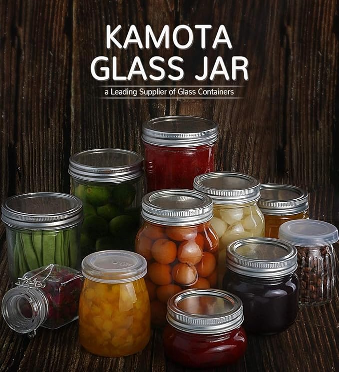 KAMOTA Mason Jars 16 oz With Regular Lids and Bands, Ideal for Jam, Honey, Wedding Favors, Shower Favors,DIY Spice Jars, 18 PACK, 20 Whiteboard Labels Included