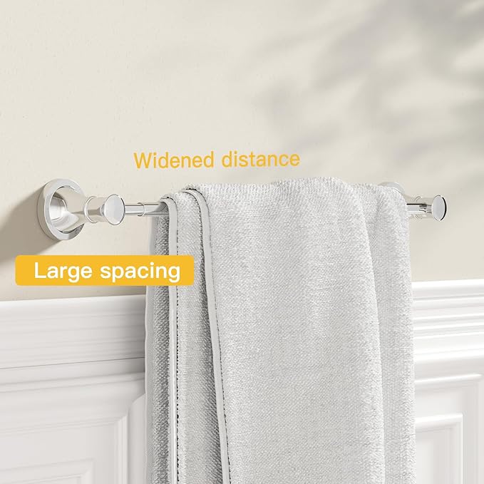 BESy Adjustable 16 to 26 Inch Bath Towel Bar Rack for Bathroom Towel Holder, Wall Mounted Towel Bar Rod Hanger Bathroom Hardware Accessories Hotel Style, Stainless Steel, Polished Chrome