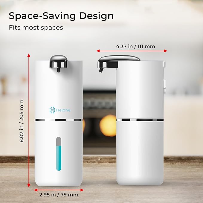 Automatic Touchless Foam Soap Dispenser (White, 12.8oz) | USB-C Rechargeable, Infrared Sensor, IPX5 Waterproof for Bathroom, Sinks, Kitchen | Wall Mount or Countertop for Hand Soap