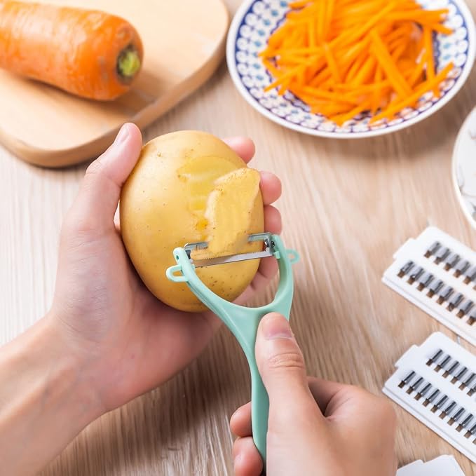 Mandoline Slicer for Kitchen 7-in-1 Mandoline Food Slicer,Potato/Cheese/Vegetable/Carrot/Cucumber Grater,Cutter, Grinder,Waffle Fry Cutter,Julienne Peeler