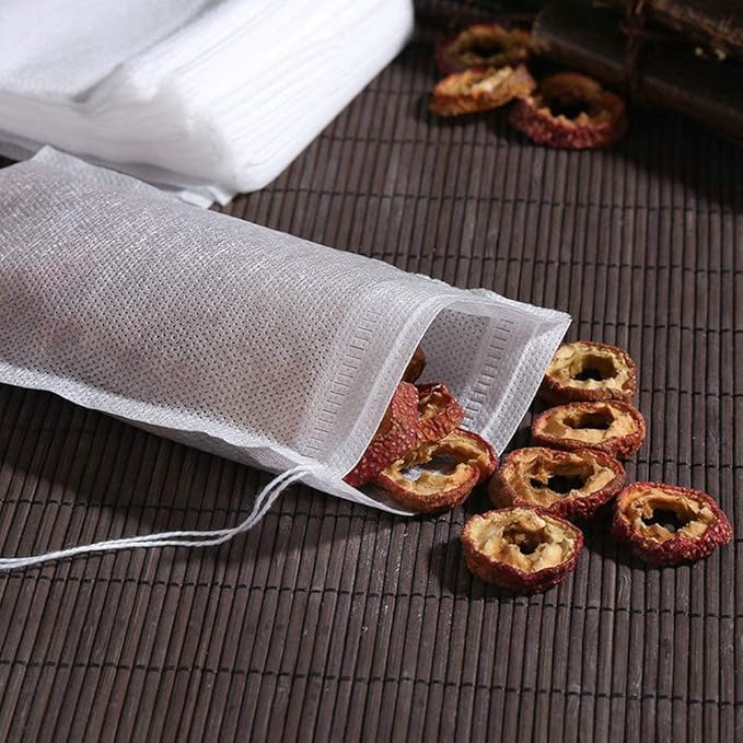 TamBee Disposable Drawstring Tea infusers Tea Filter Bags for Loose Tea Herbs 100Pcs 5.9" x 7.87" c for Brew Tea Cold Brew Coffee( 5.9" x 7.87" /15 x 20cm) (100)