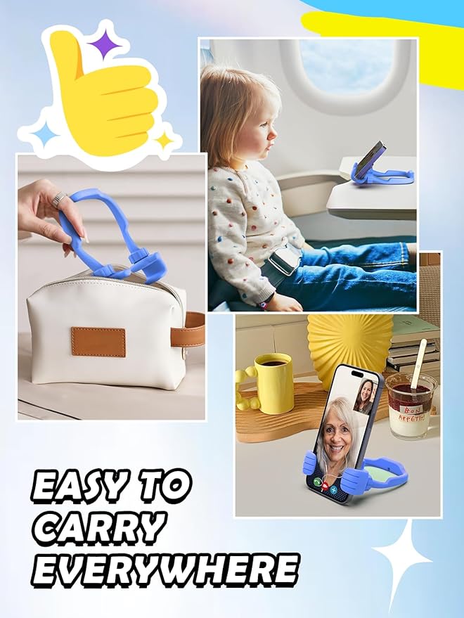 Stocking Stuffers for Teens Boys Girls Cell Phone Stand: Upgrade Adjustable Thumbs Up Lazy Phone Holder for Desk Fun Birthday Gifts for Grandma Adults Husband from Wife (Sky Blue, 1)