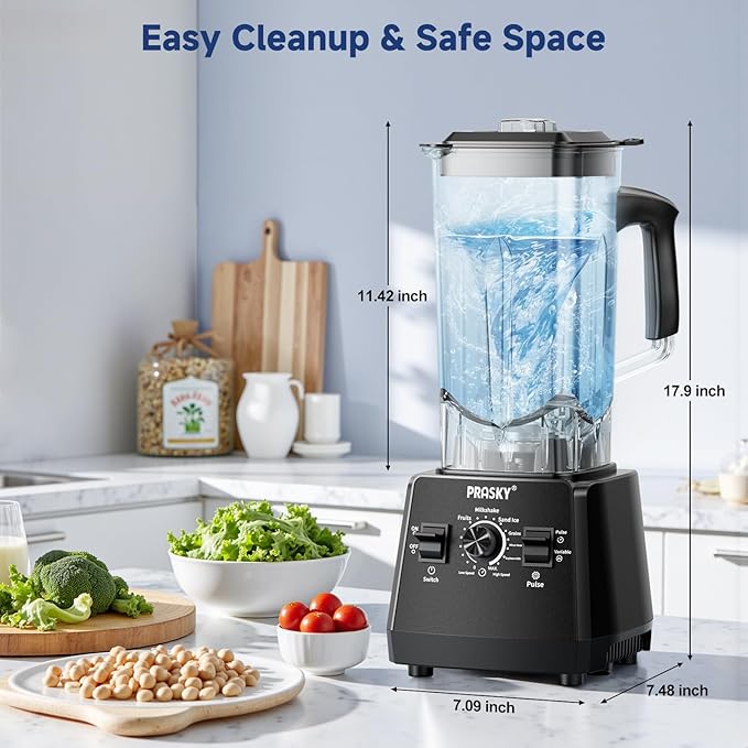Blender Smoothies, 102oz Large Capacity Kitchen Blender, 1000Watts Motor, 2-in-1 Professional Countertop Blenders and Grinder Combo Frozen Fruit, Ice Crush, Nuts, BPA-Free - Black