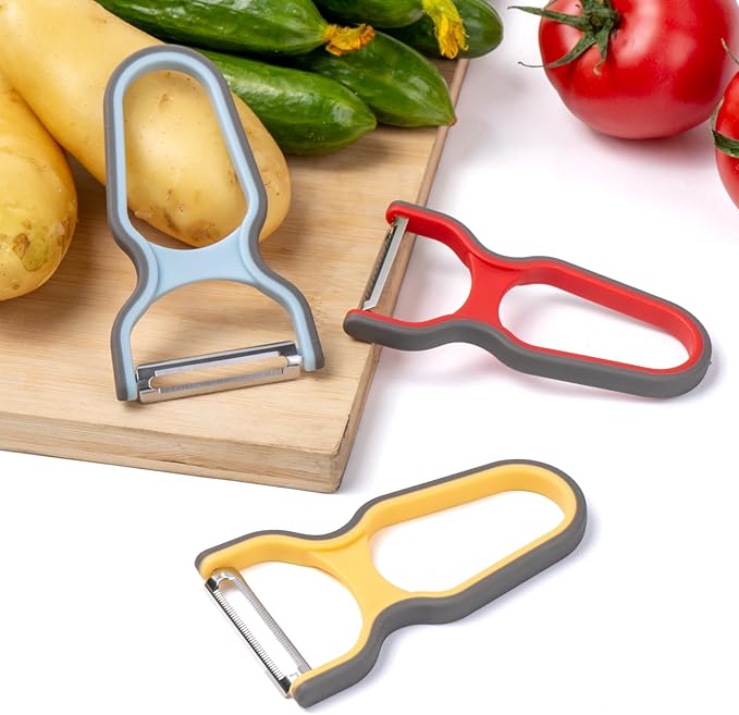 4-Piece Peeler Set with Straight, Serrated, and Julienne Peelers for Fruits, Vegetables, and Shredding,304 Stainless Steel