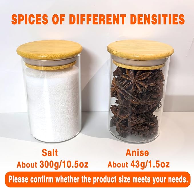 GPOVVIMX 12 Pcs Glass Spice Jars with Bamboo Airtight Lids and 191 Labels - 8.5oz Small Food Storage Containers for Kitchen, Seasoning, Coffee, Herb - Spoon and Marker Included