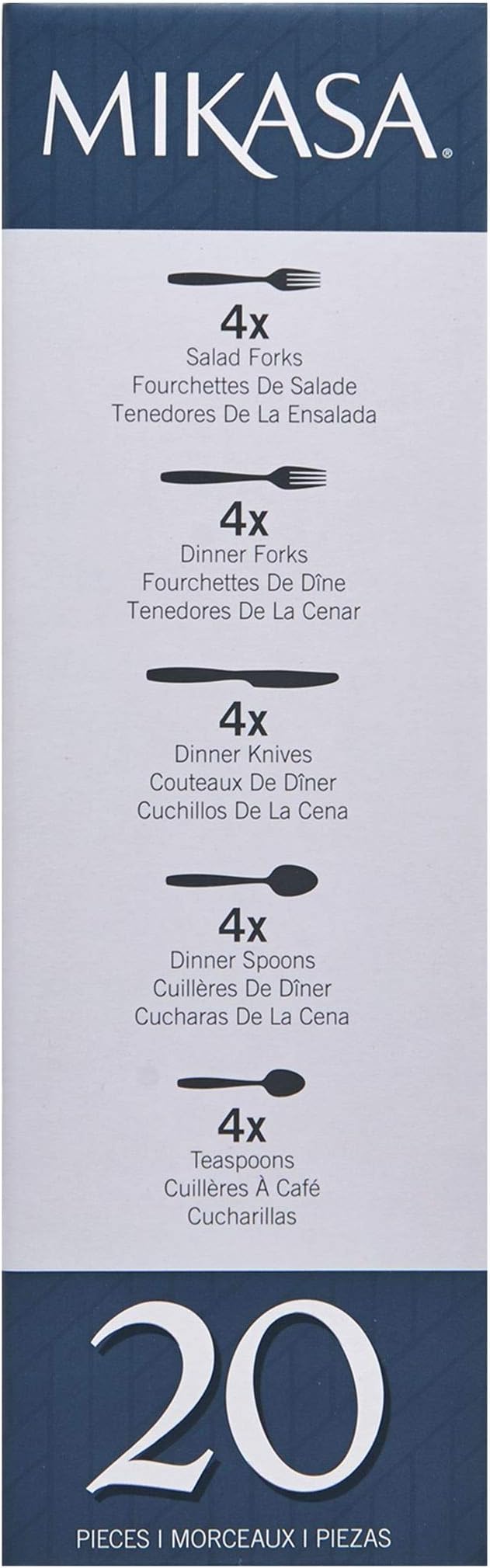 Mikasa, Delano Flatware Service for 4, 20 Piece Set, 18/0 Stainless Steel Silverware Set