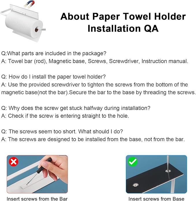 Magnetic Paper Towel Holder for Fridge, Toilet Paper Roll Holder Magnetic Paper Towel Rack Wall Mount Fridge Organizer for Papers Towels Roll Bathroom Toilet Garage RV Decor Kitchen Organization White