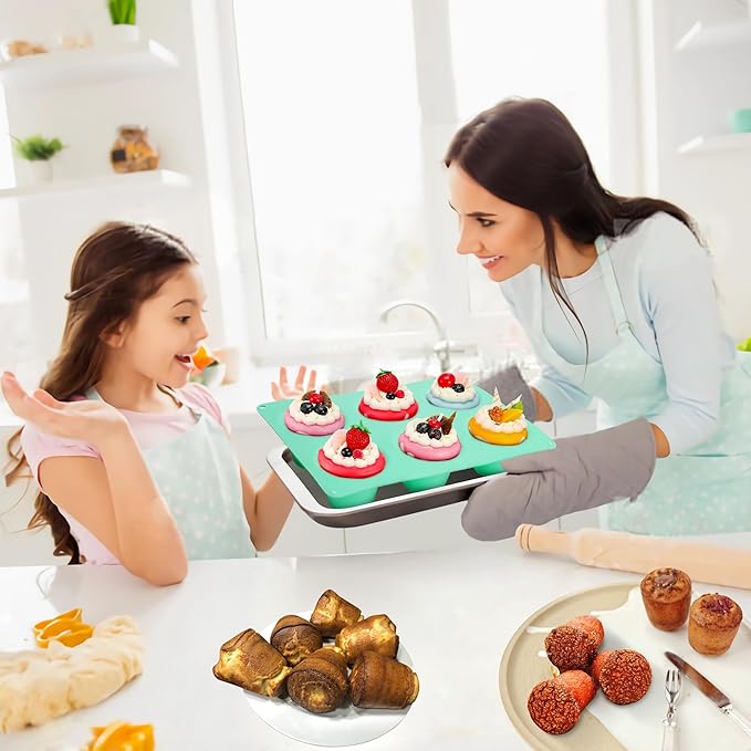 Zorazio 2 Pack Popover Pan 6-Cup, Nonstick Silicone Popover Pan for Baking, Large Deep Cupcake Pan,Easy to Clean,BPA Free